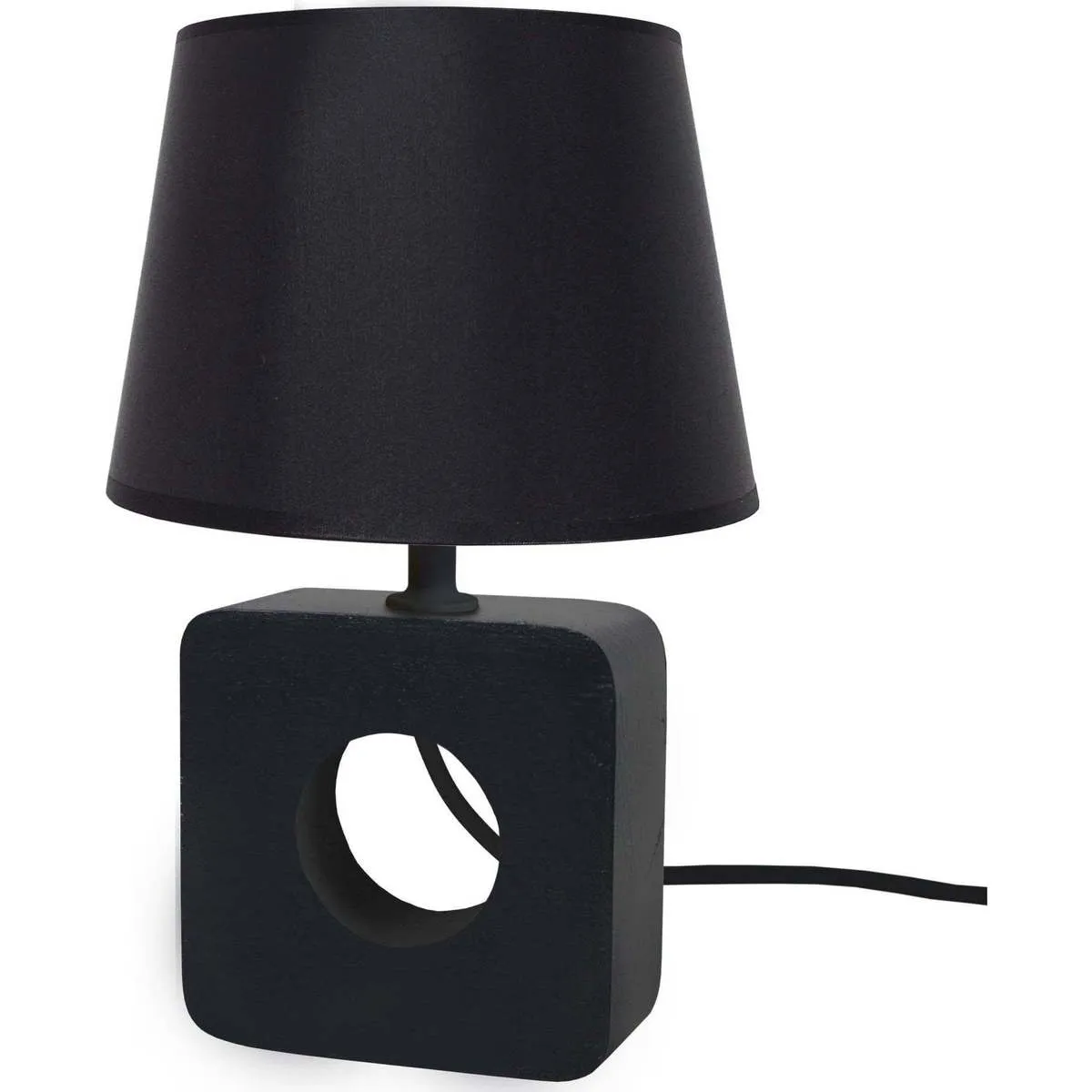 lámpara de noche redondo madera negro