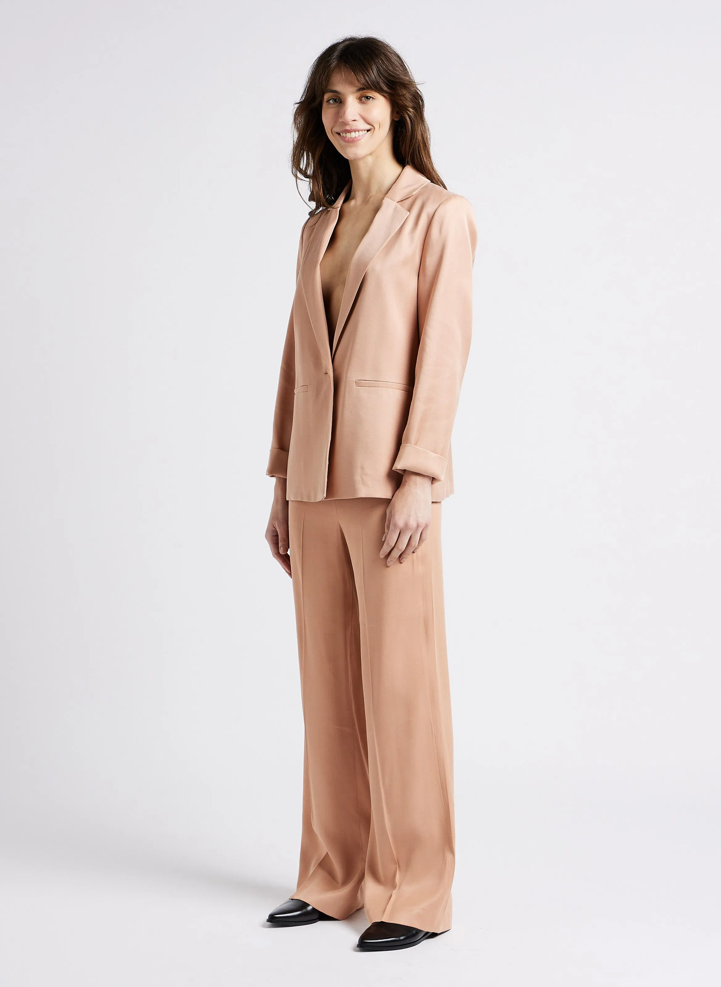 MAISON 123 ADELIA  CHAQUETA SASTRE RECTA EN ROSA