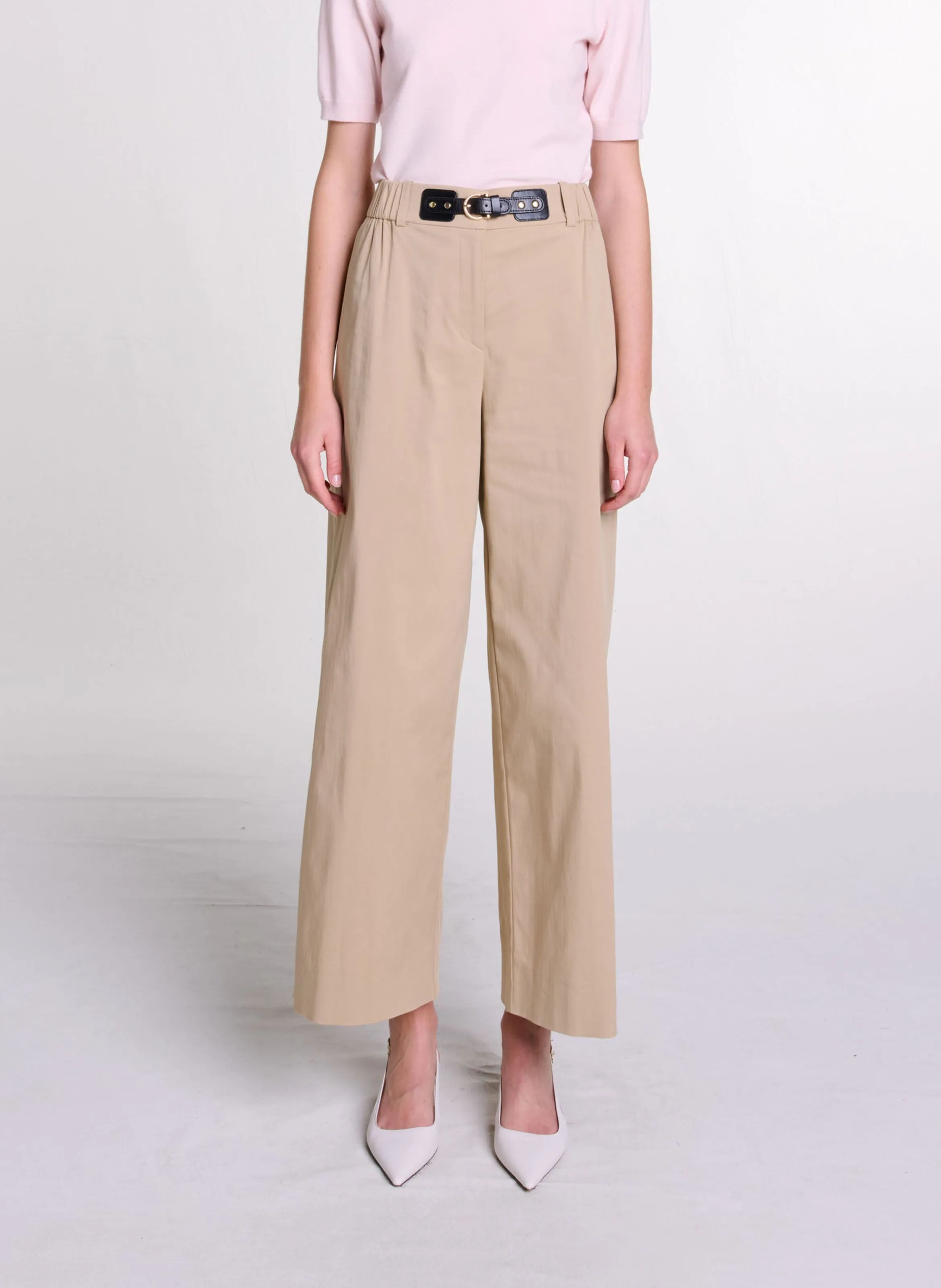 MAJE Pantalón ancho en beige