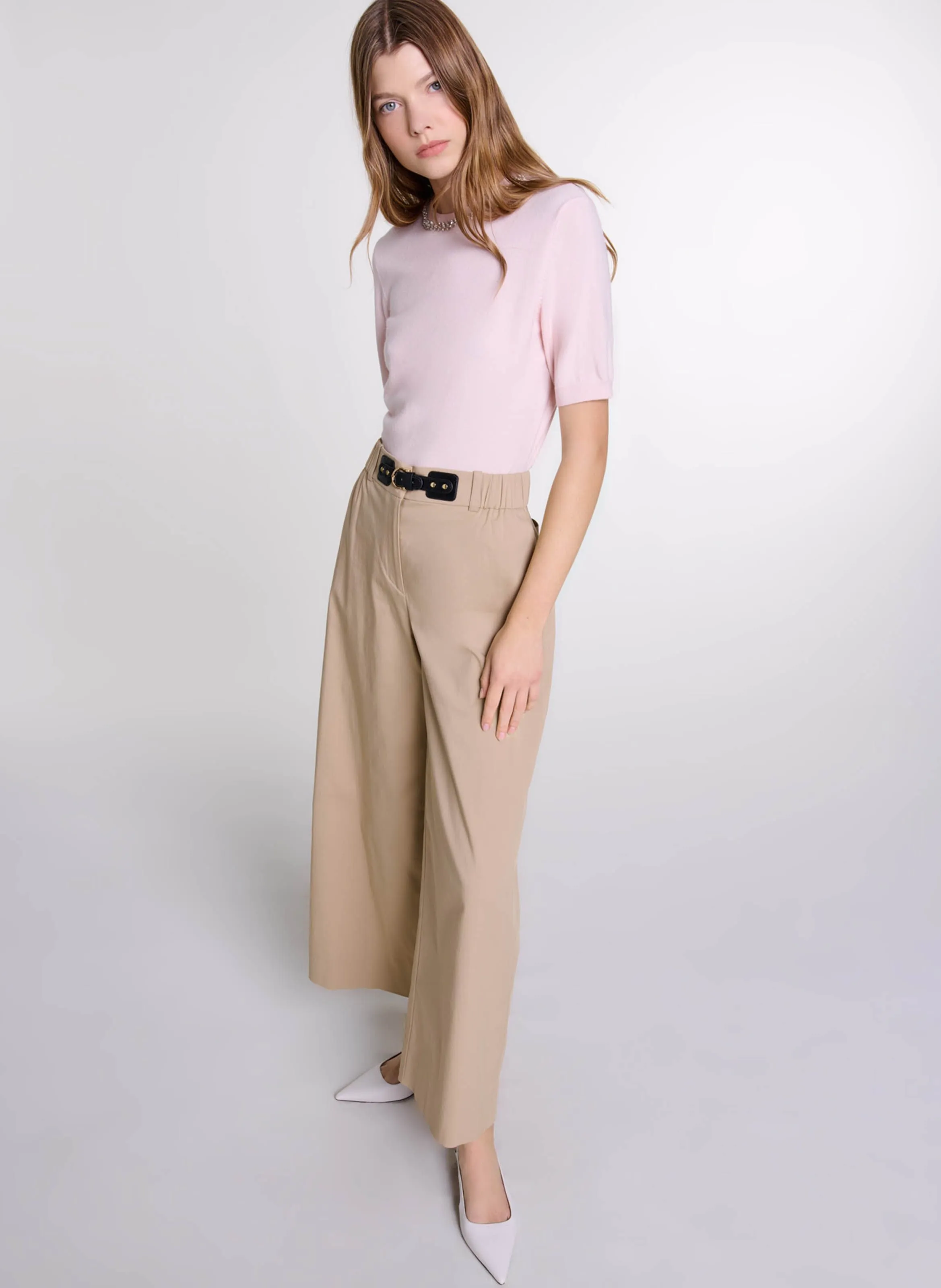 MAJE Pantalón ancho en beige