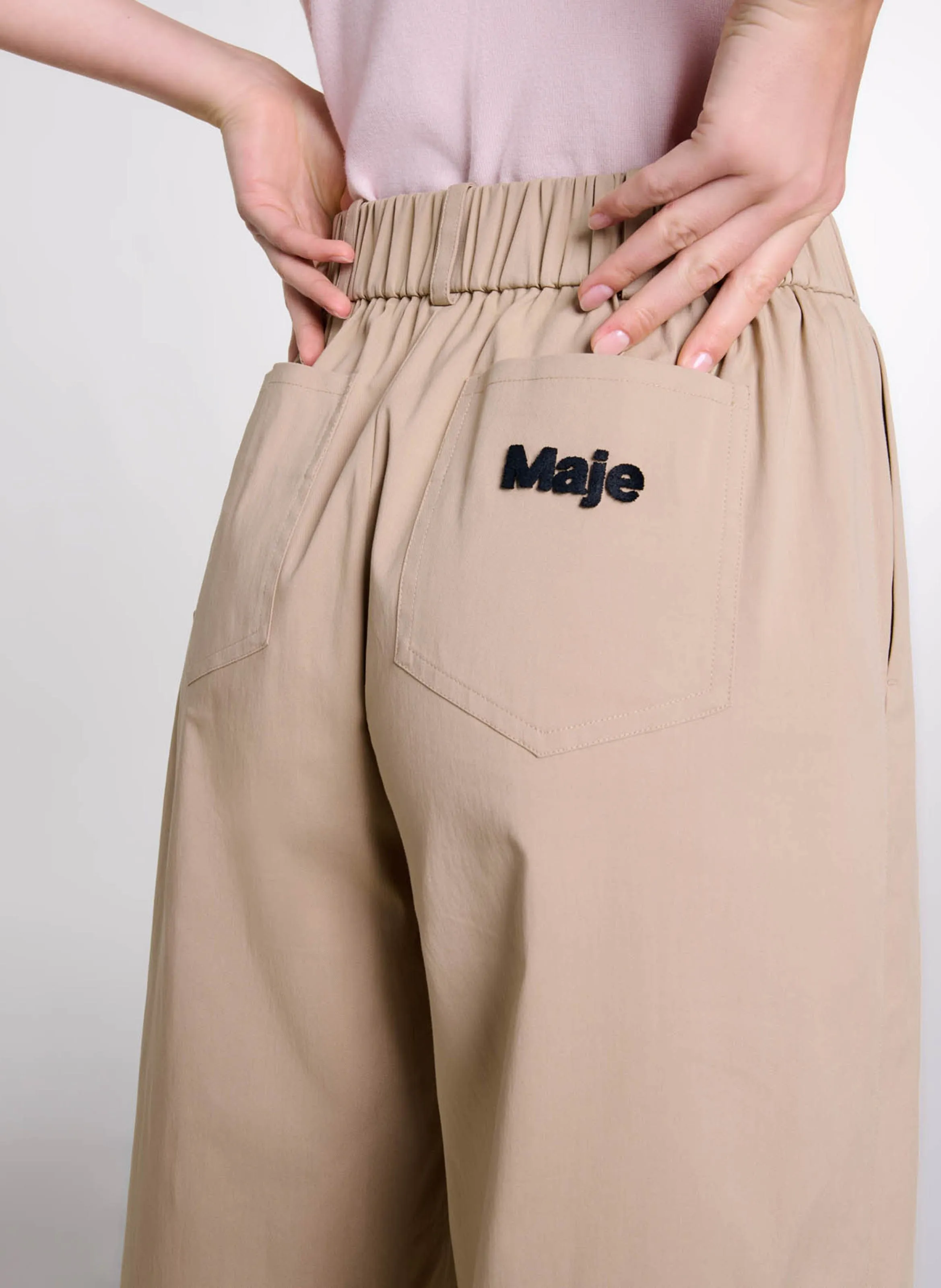 MAJE Pantalón ancho en beige