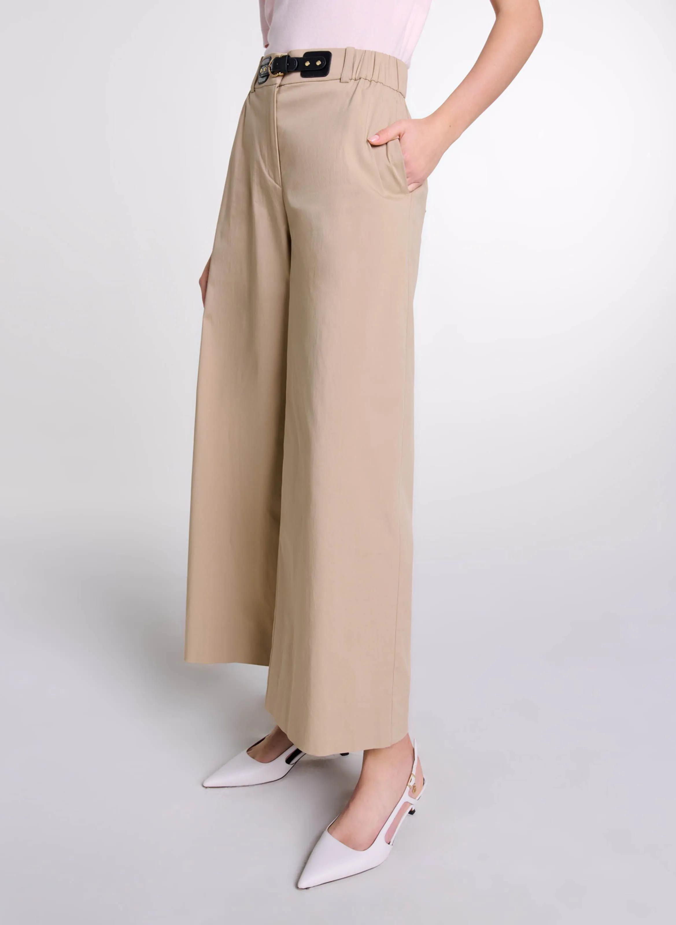 MAJE Pantalón ancho en beige