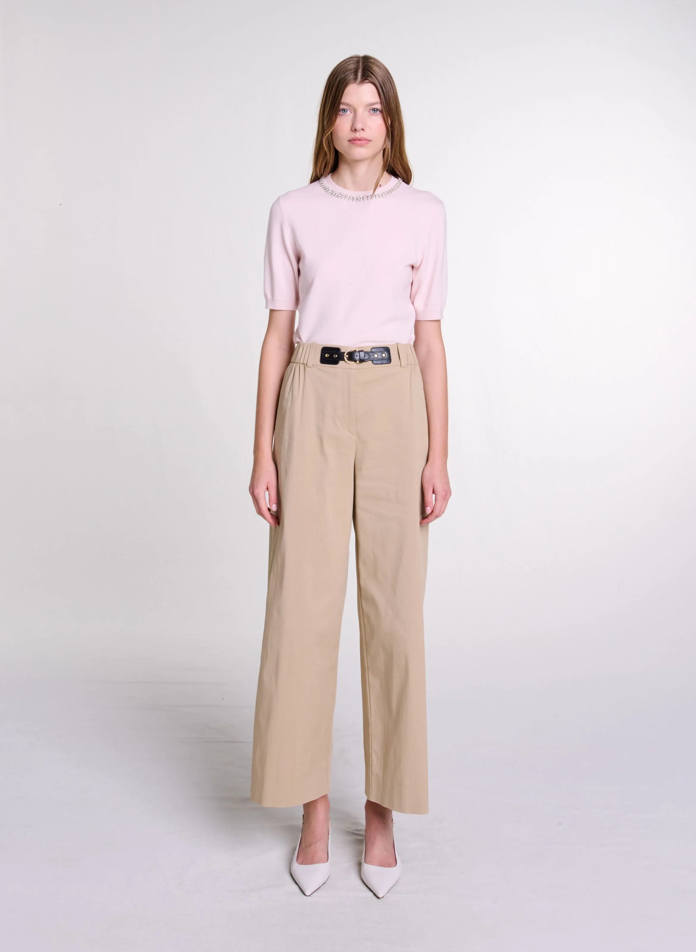 MAJE Pantalón ancho en beige