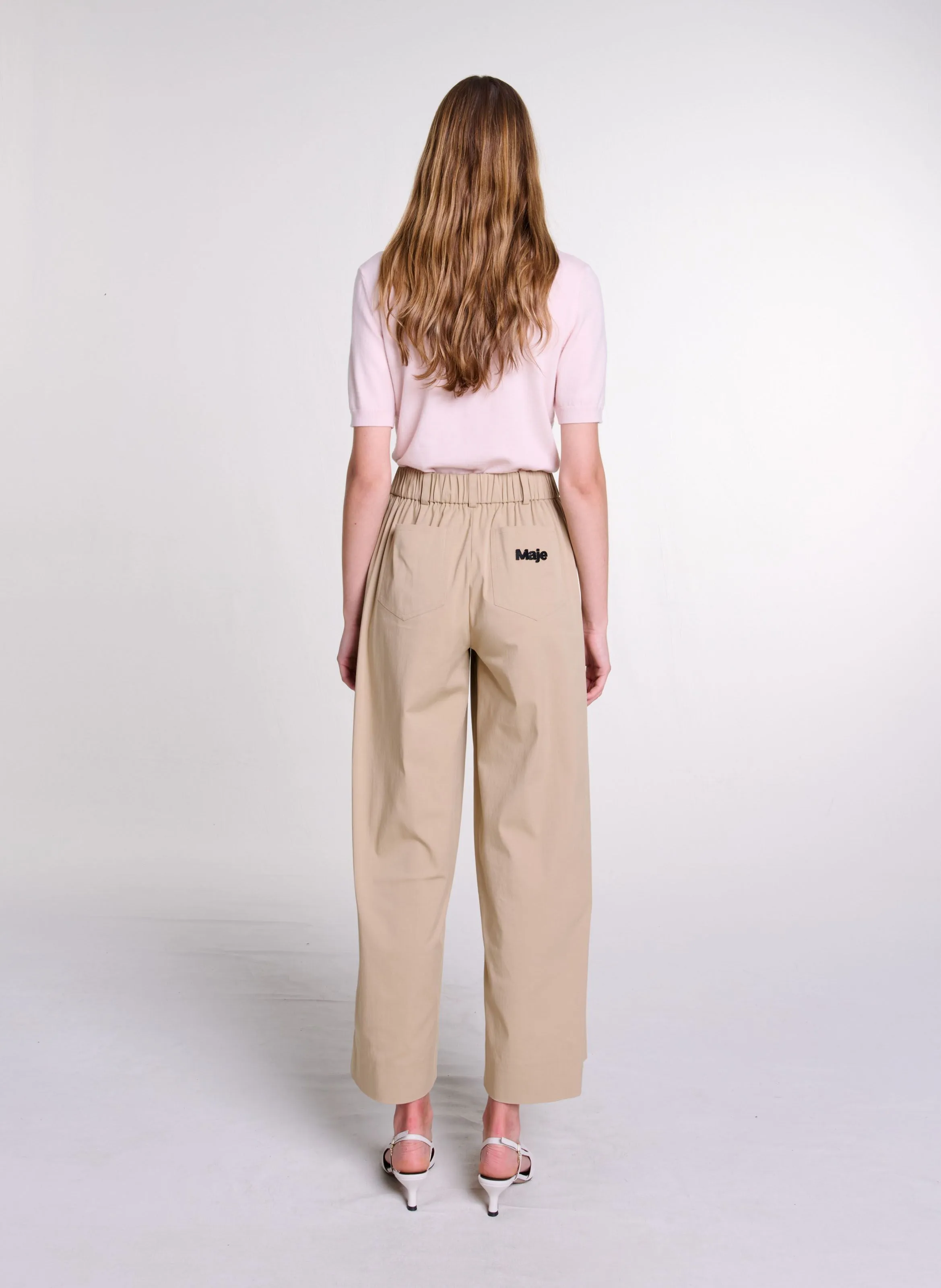 MAJE Pantalón ancho en beige