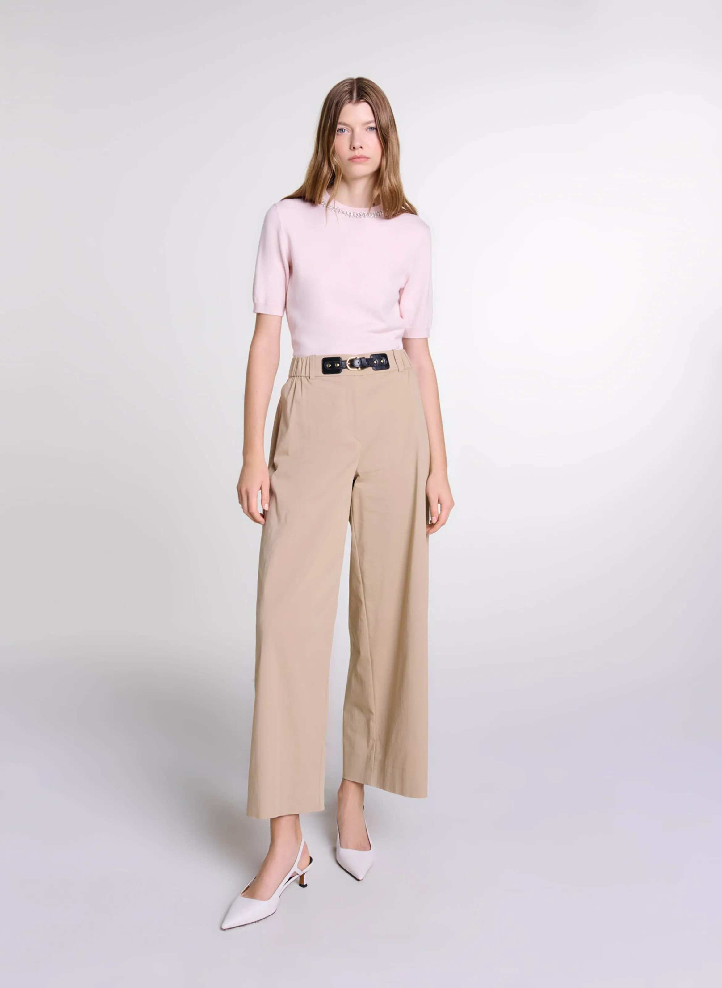 MAJE Pantalón ancho en beige