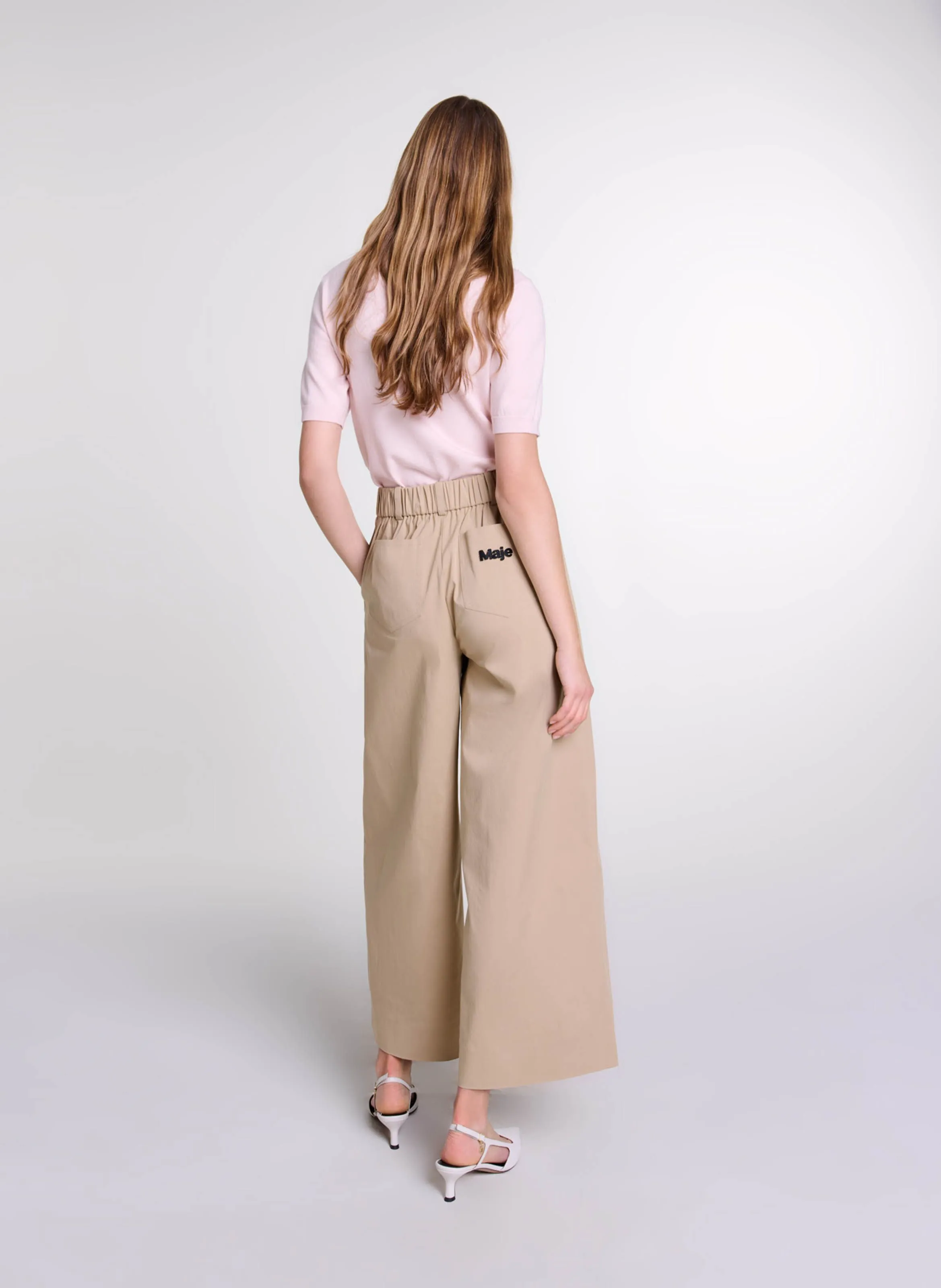 MAJE Pantalón ancho en beige