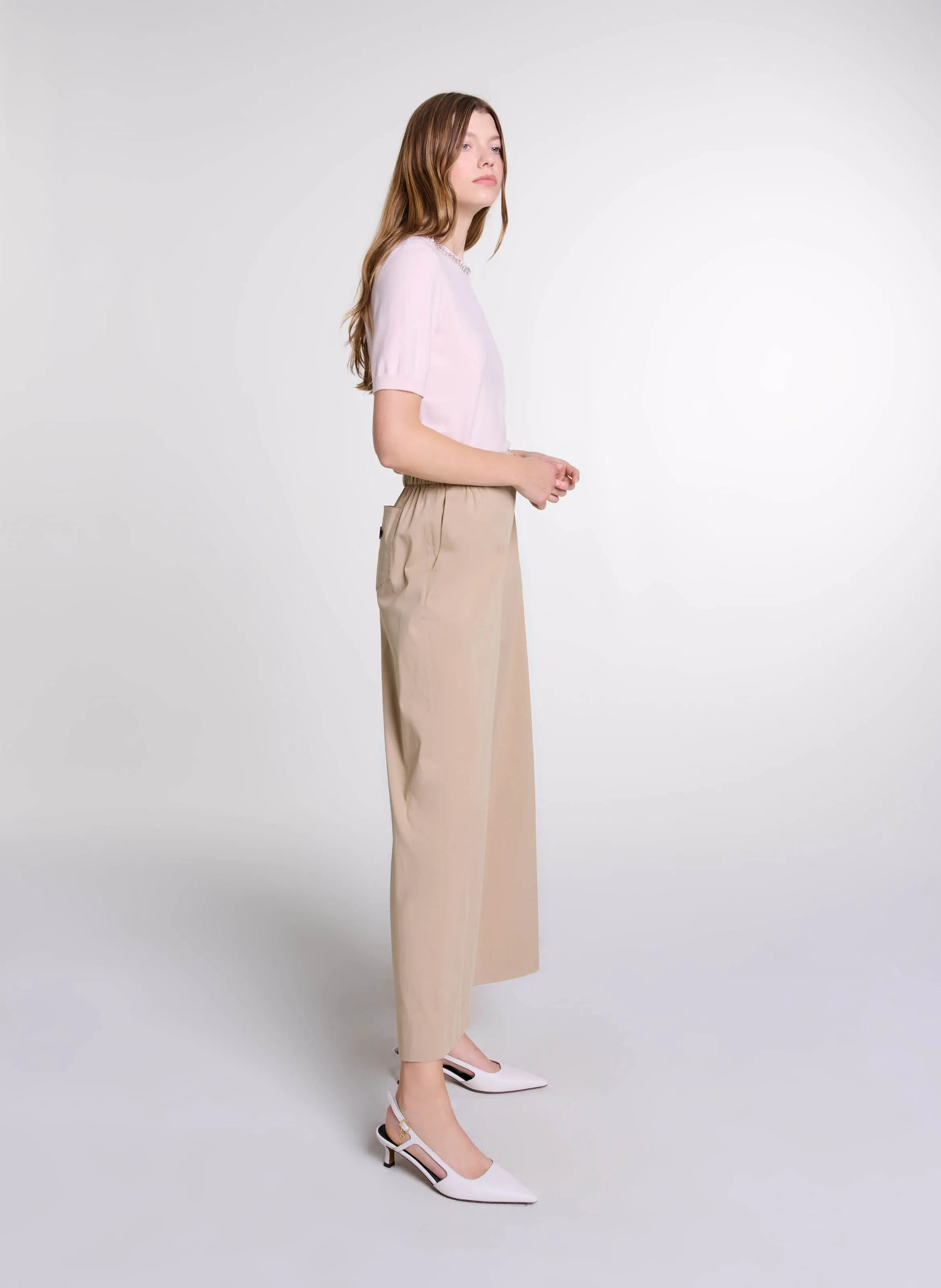 MAJE Pantalón ancho en beige