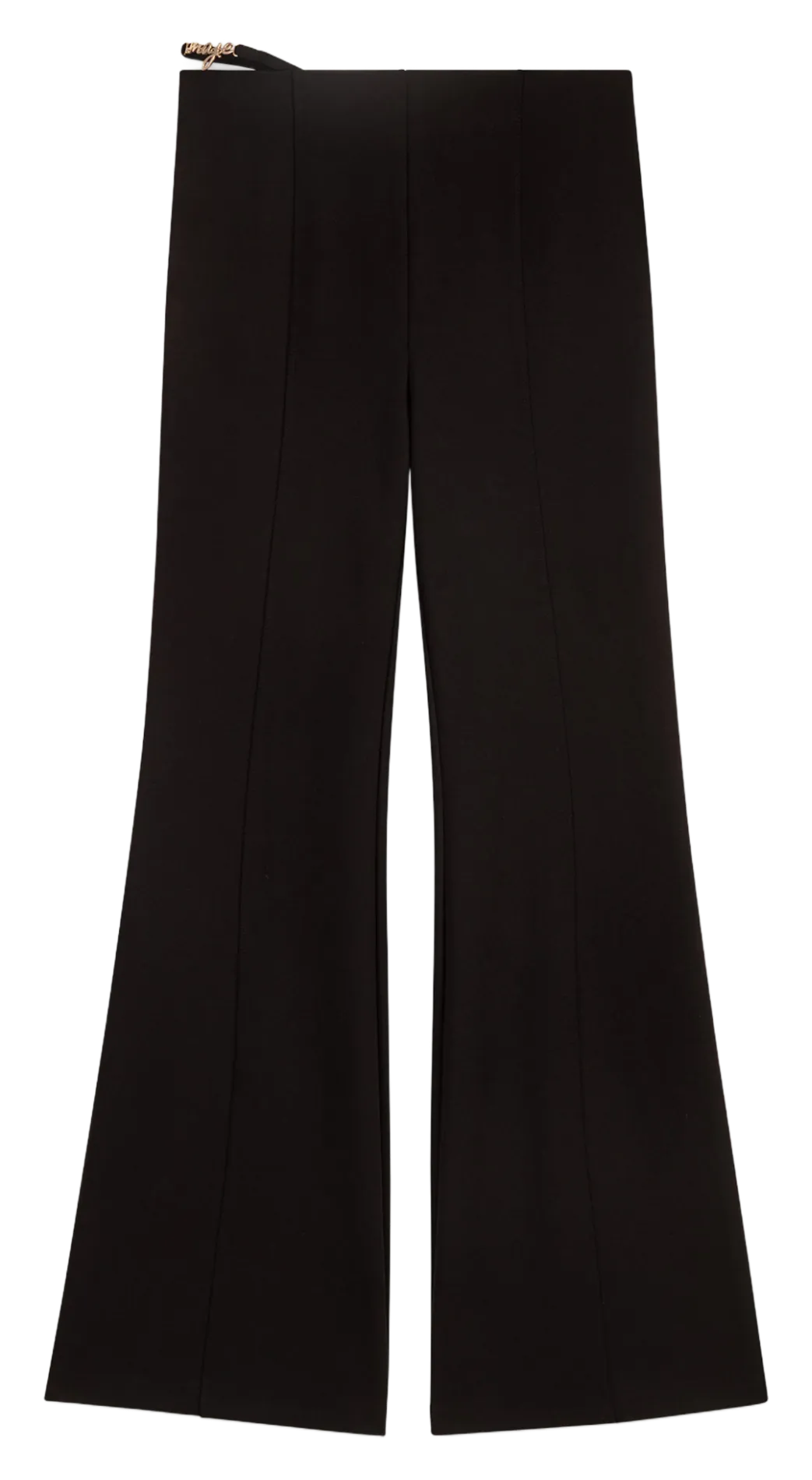 MAJE Pantalón evasé de talle alto en negro