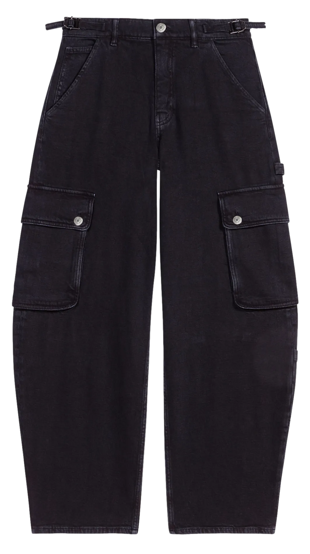 MAJE Pantalón vaquero acampanado lavado en mezcla de algodón. en negro