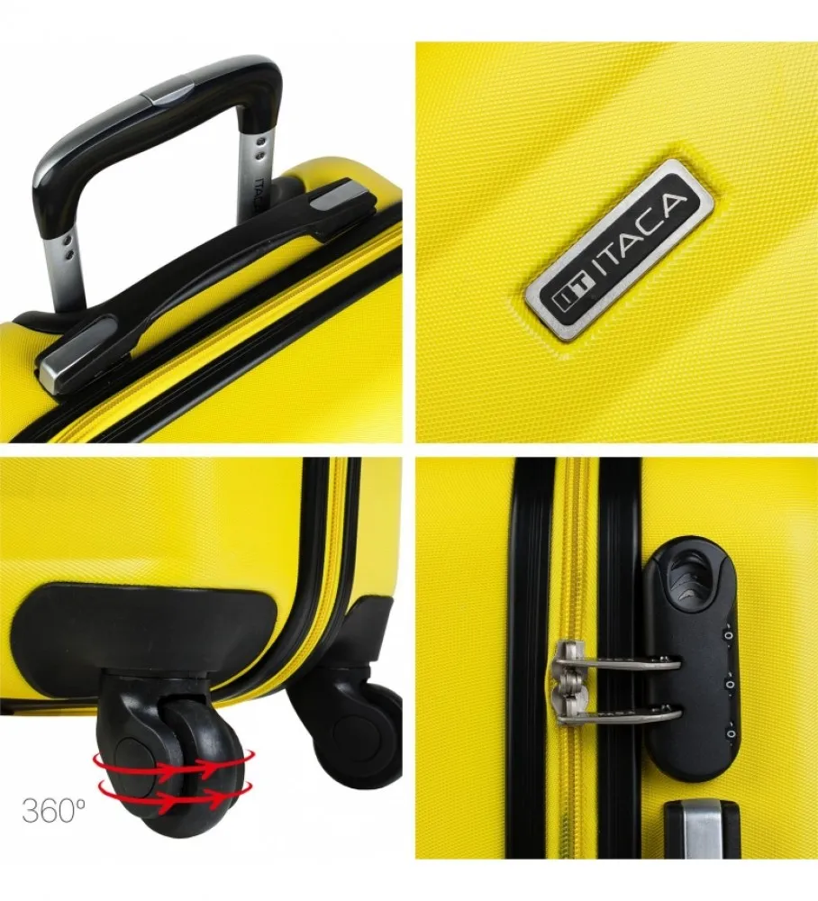 MALETA CABINA DE VIAJE RíGIDA 4 RUEDAS TROLLEY 71250 AMARILLO 55X38X20CM