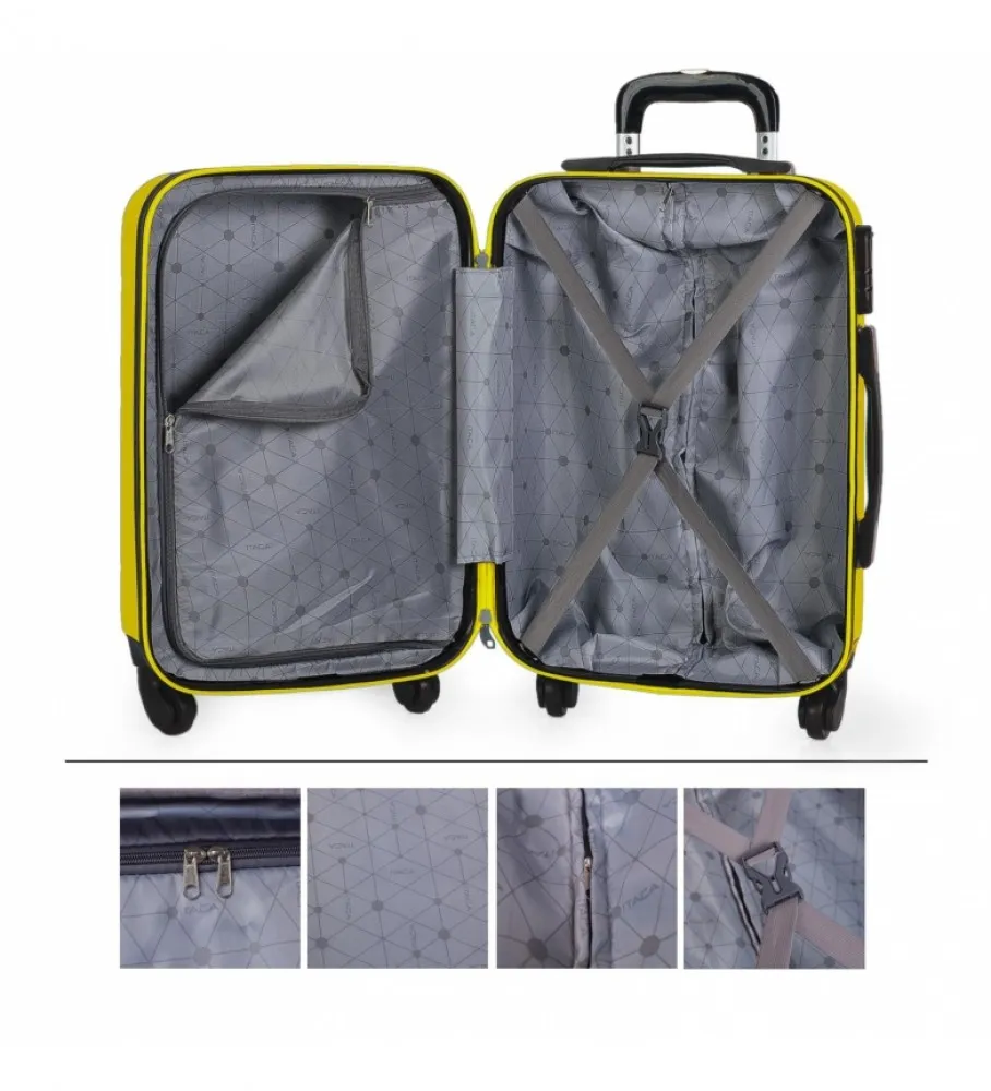 MALETA CABINA DE VIAJE RíGIDA 4 RUEDAS TROLLEY 71250 AMARILLO 55X38X20CM