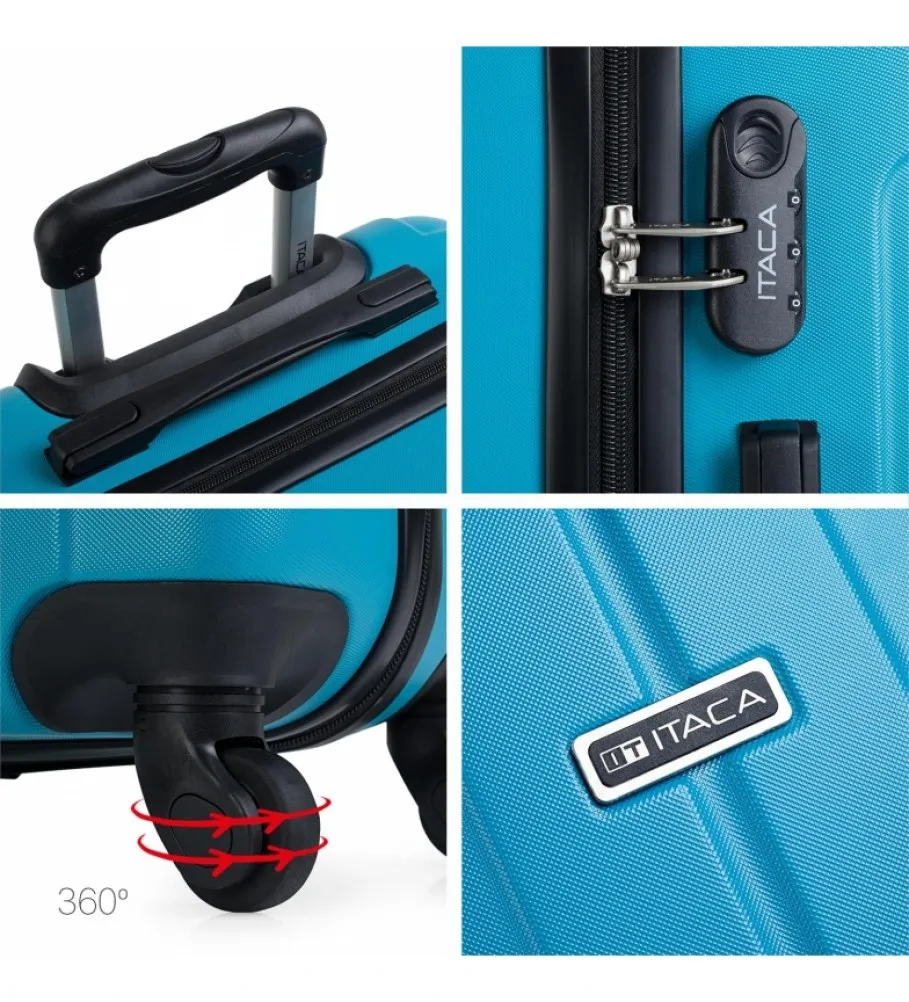 MALETA CABINA RíGIDA 4 RUEDAS 771150 TURQUESA 55X37X20CM