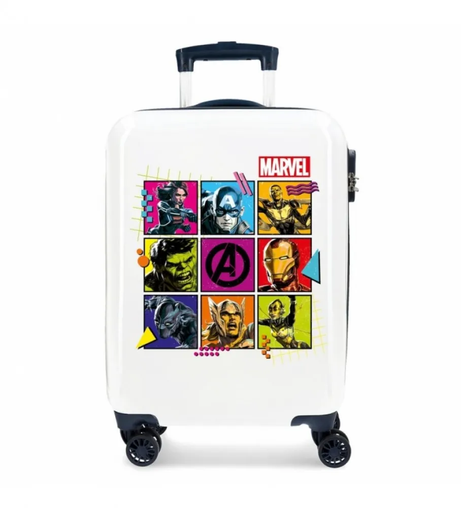 MALETA DE CABINA AVENGERS COMIC RíGIDA BLANCO 38X55X20CM