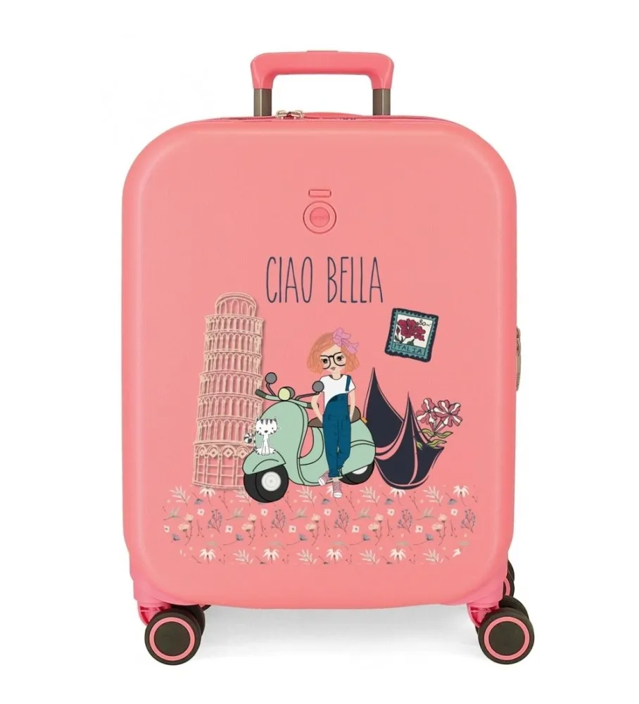Maleta de cabina Enso Ciao Bella expandible rígida 55cm coral