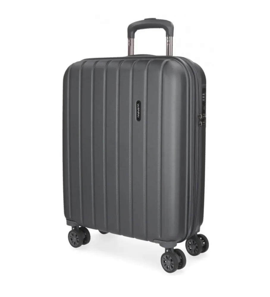 MALETA DE CABINA EXTENSIBLE RíGIDA MOVOM WOOD ANTRACITA 55X38,8X20CM