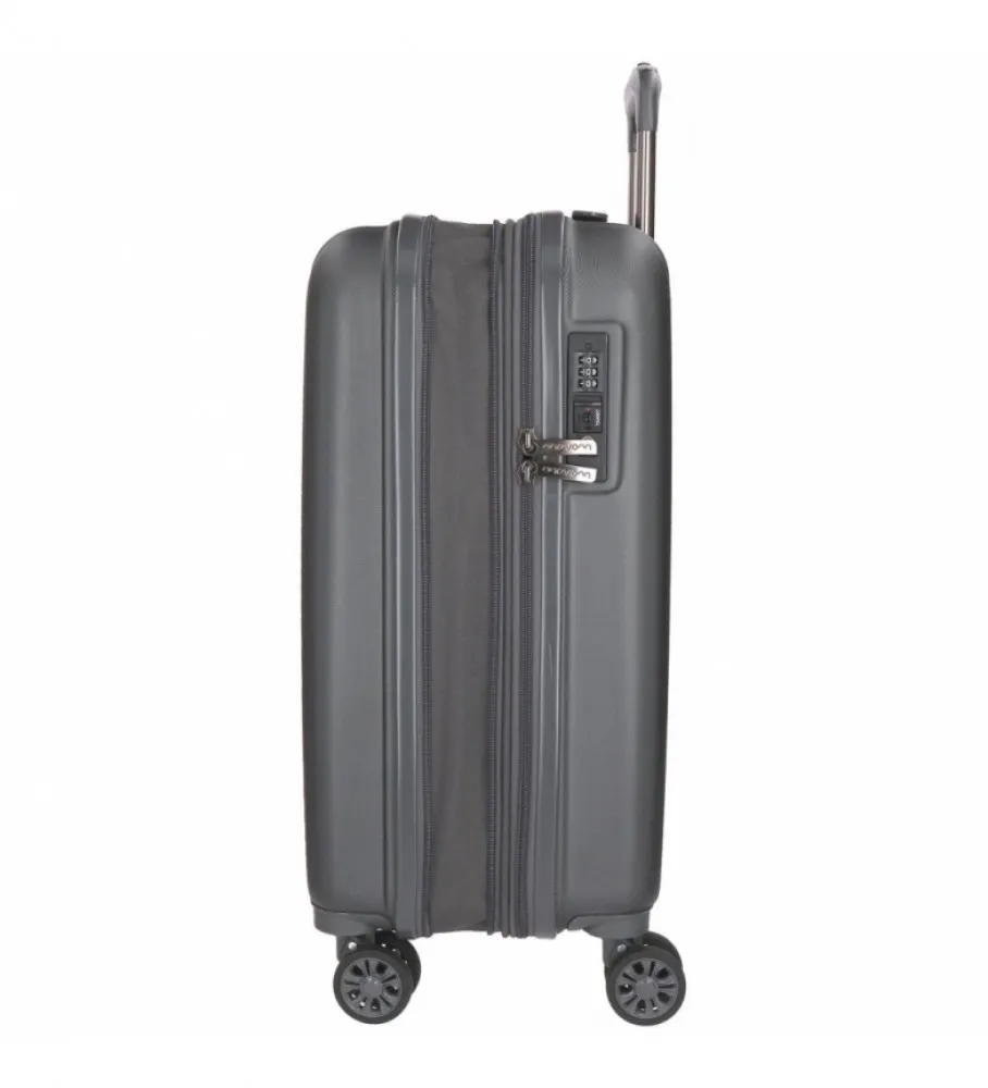 MALETA DE CABINA EXTENSIBLE RíGIDA MOVOM WOOD ANTRACITA 55X38,8X20CM