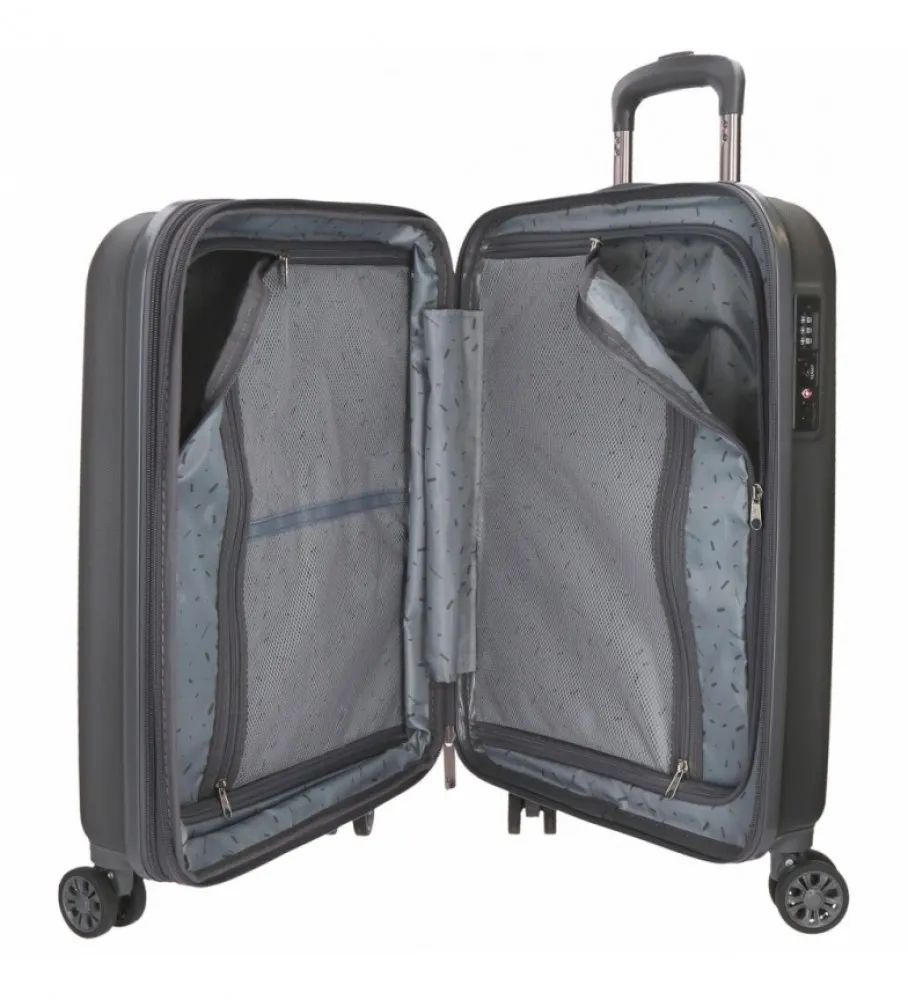 MALETA DE CABINA EXTENSIBLE RíGIDA MOVOM WOOD ANTRACITA 55X38,8X20CM