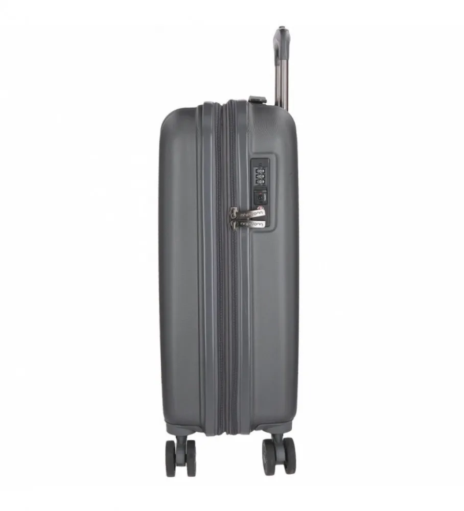 MALETA DE CABINA EXTENSIBLE RíGIDA MOVOM WOOD ANTRACITA 55X38,8X20CM