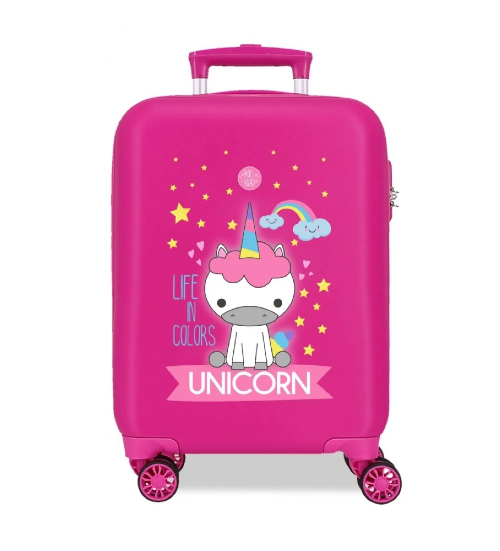 Maleta de cabina Roll Road Little me unicorn rígida 50 cm fúcsia