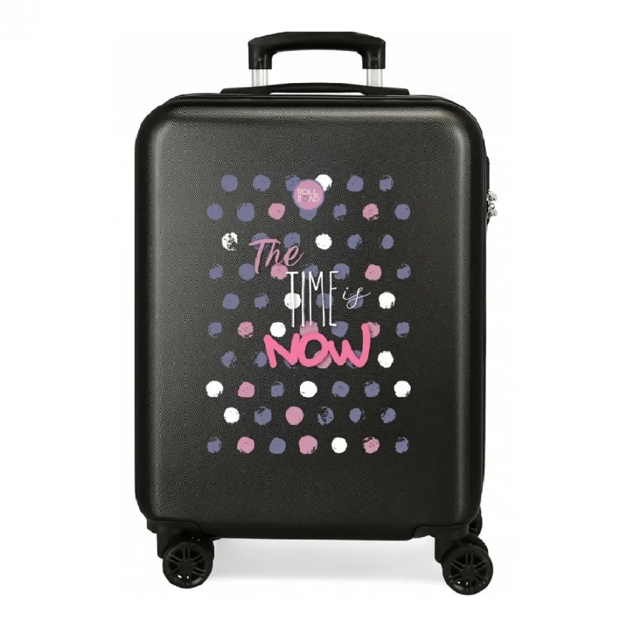 MALETA DE CABINA ROLL ROAD THE TIME IS NOW NEGRO 38X55X20CM