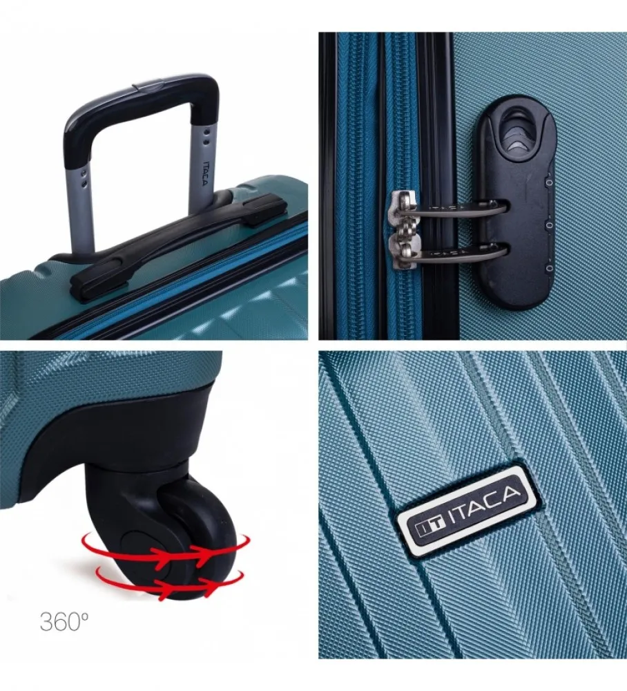 MALETA DE VIAJE CABINA RíGIDA 4 RUEDAS T71550 AGUAMARINA 55X38X20CM