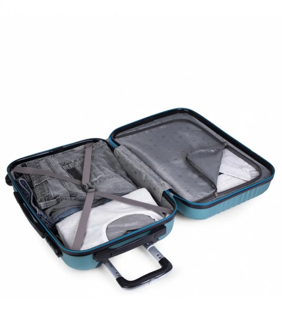 MALETA DE VIAJE CABINA RíGIDA 4 RUEDAS T71550 AGUAMARINA 55X38X20CM