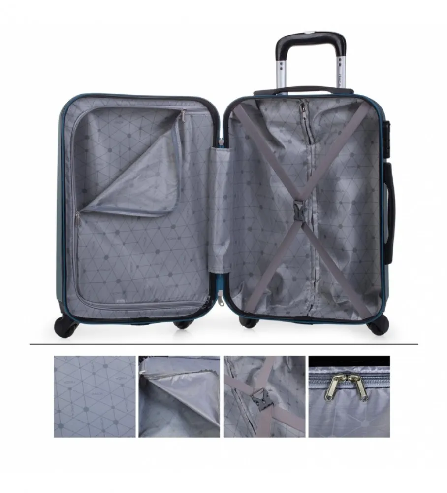 MALETA DE VIAJE CABINA RíGIDA 4 RUEDAS T71550 AGUAMARINA 55X38X20CM