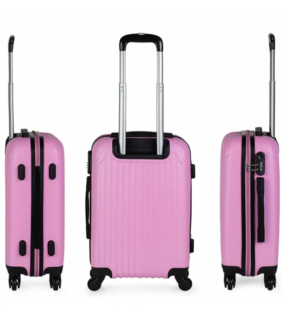 MALETA DE VIAJE CABINA RíGIDA 4 RUEDAS T71550 ROSA 55X38X20CM
