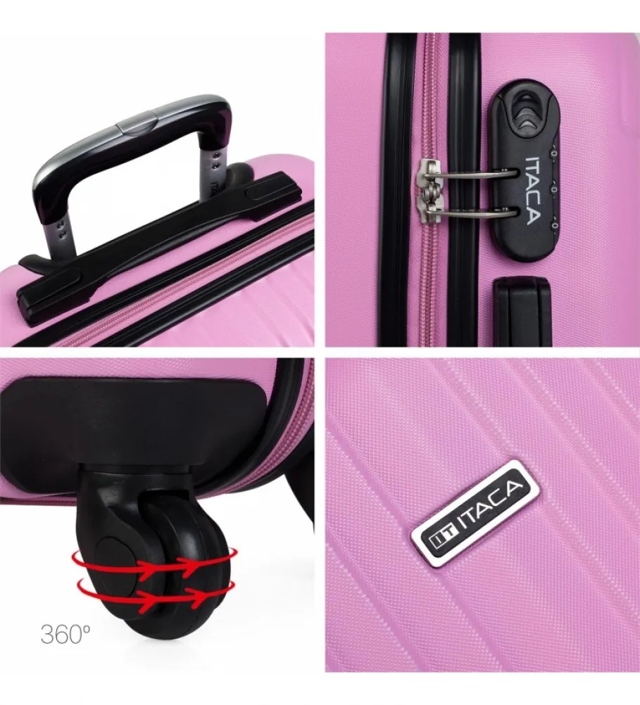 MALETA DE VIAJE CABINA RíGIDA 4 RUEDAS T71550 ROSA 55X38X20CM