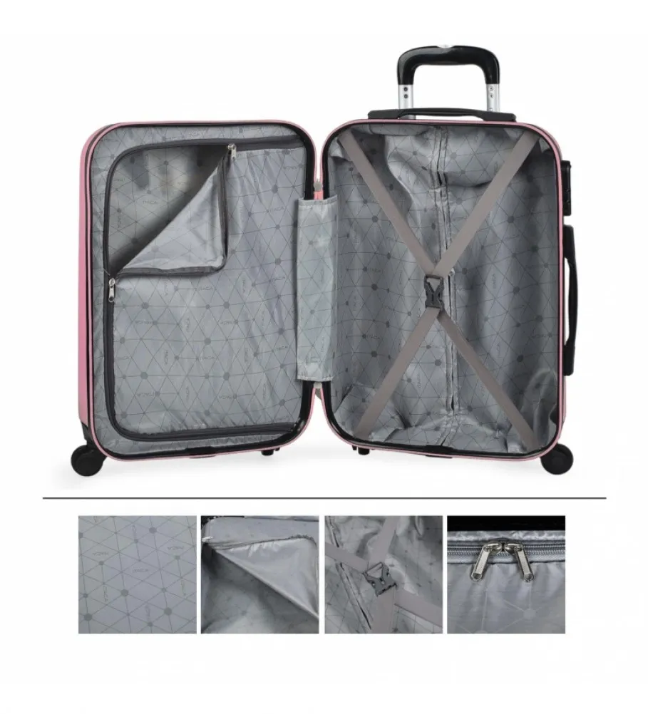 MALETA DE VIAJE CABINA RíGIDA 4 RUEDAS T71550 ROSA 55X38X20CM