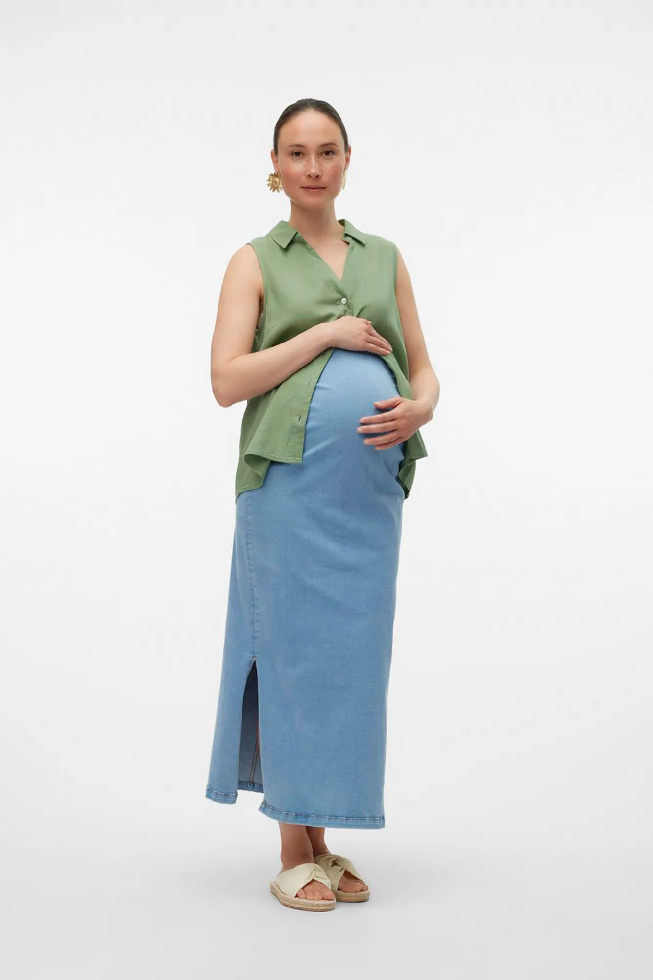 Mamalicious Falda larga denim maternity