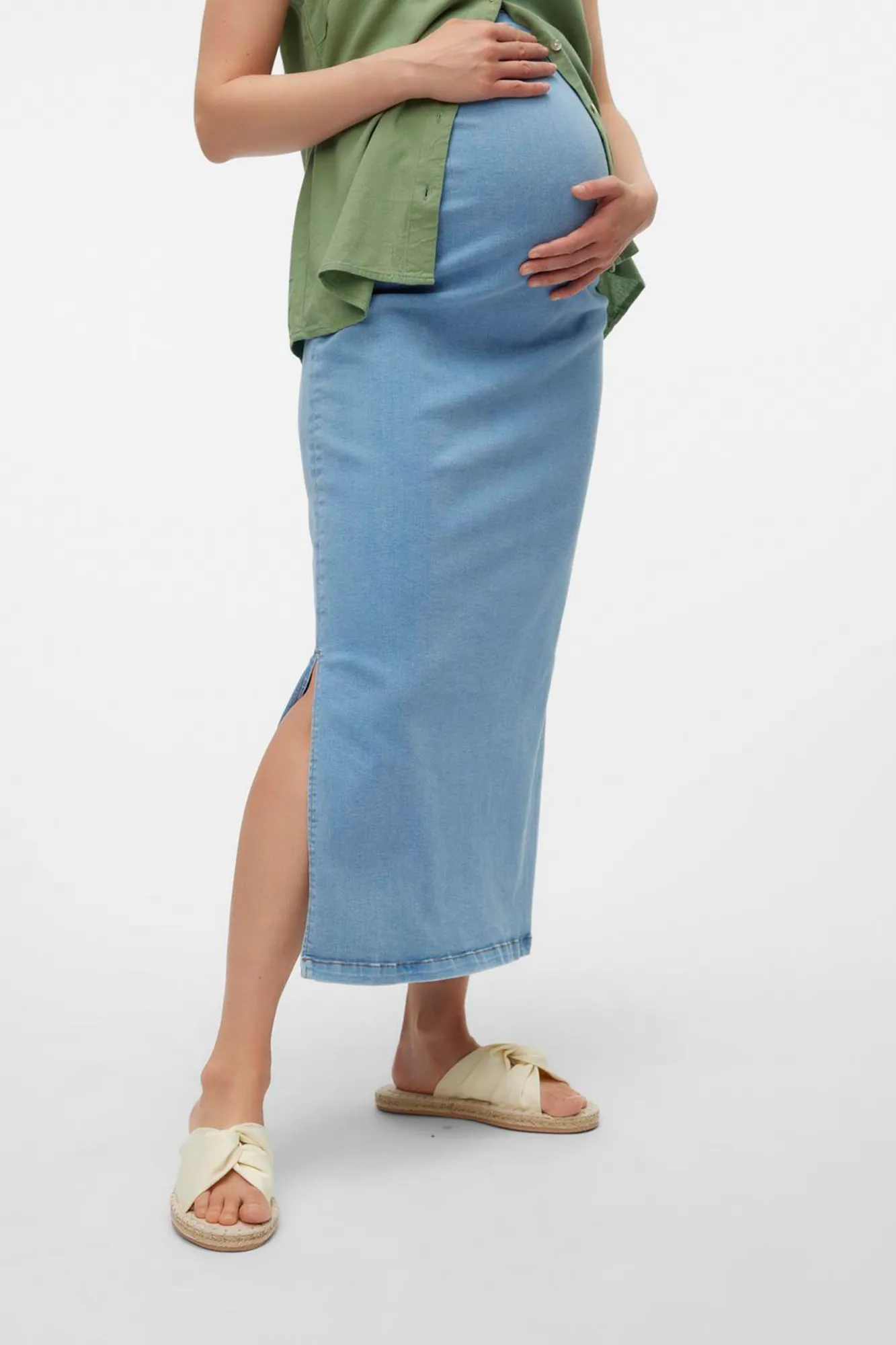 Mamalicious Falda larga denim maternity