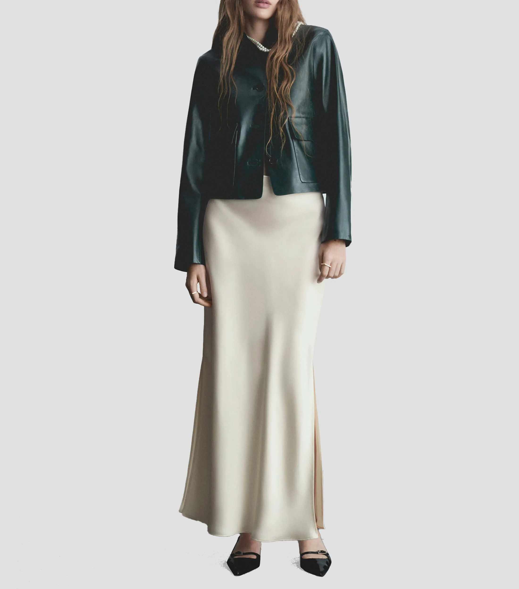 Mango Falda maxi de corte recto Mujer