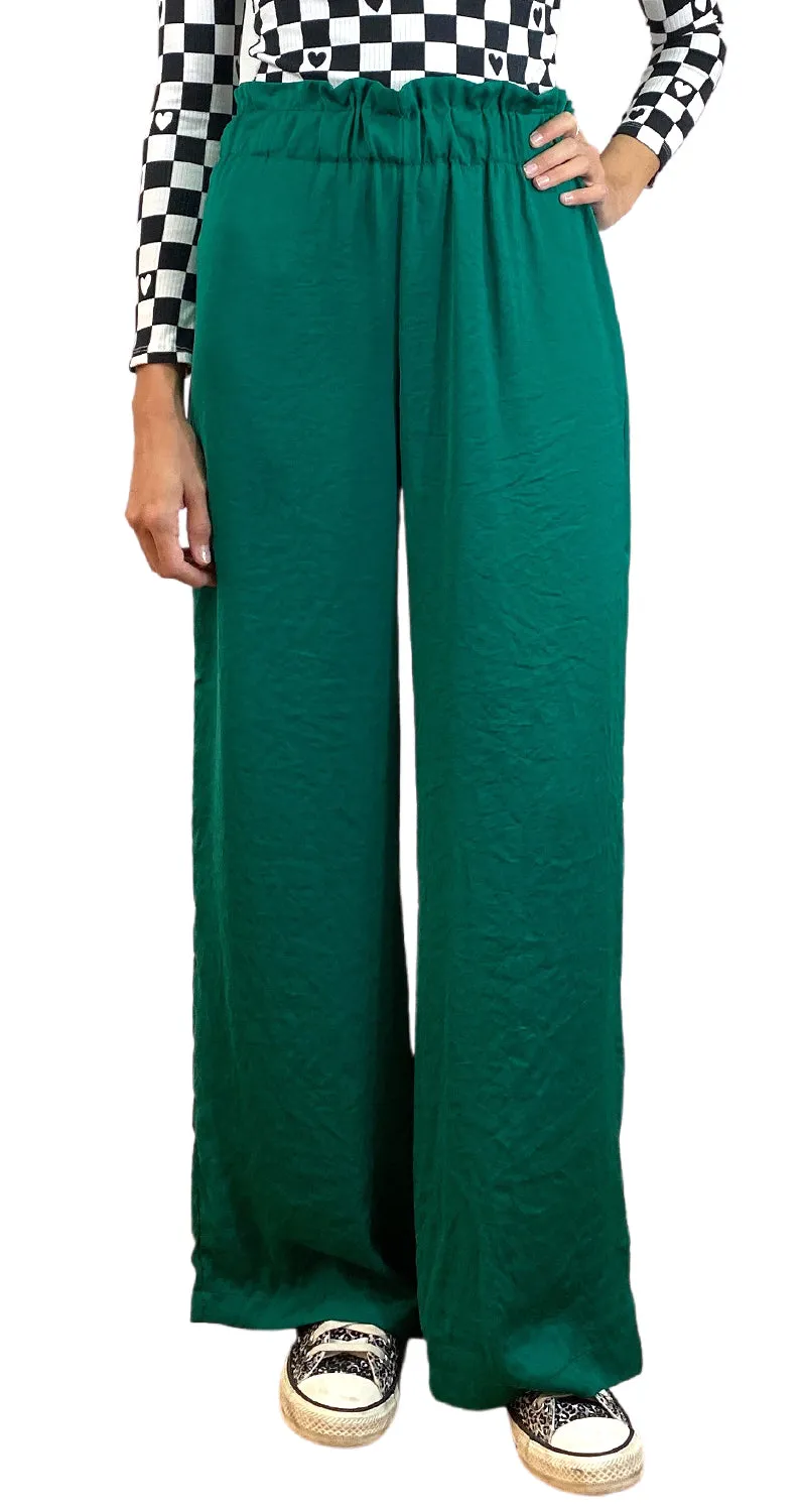 MANGO Pantalón Verde Tela