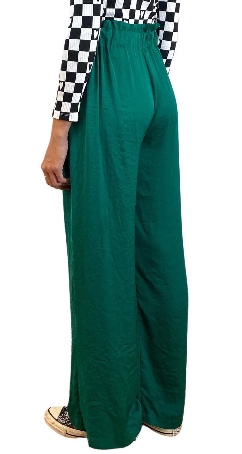 MANGO Pantalón Verde Tela