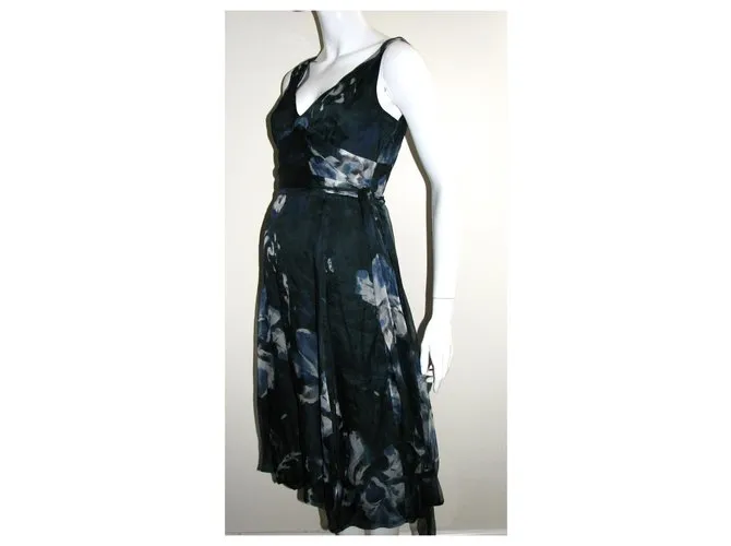 Max Mara Vestido de seda verde gasolina Blanco Turquesa Verde oscuro 