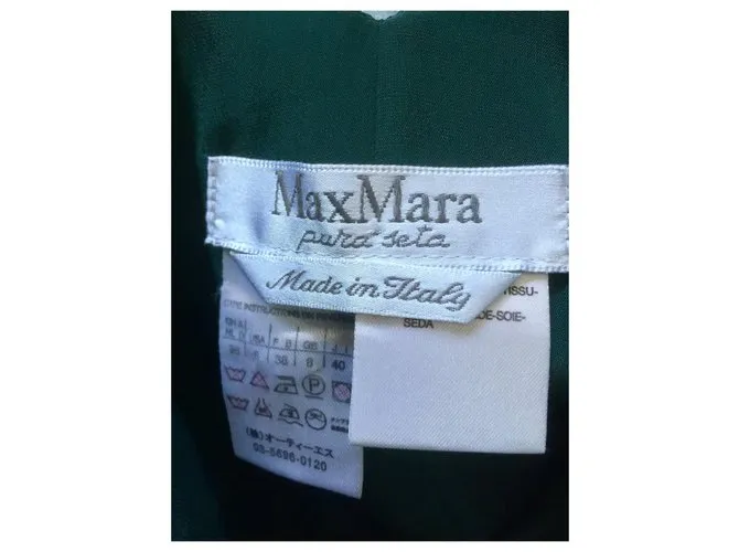 Max Mara Vestido de seda verde gasolina Blanco Turquesa Verde oscuro 