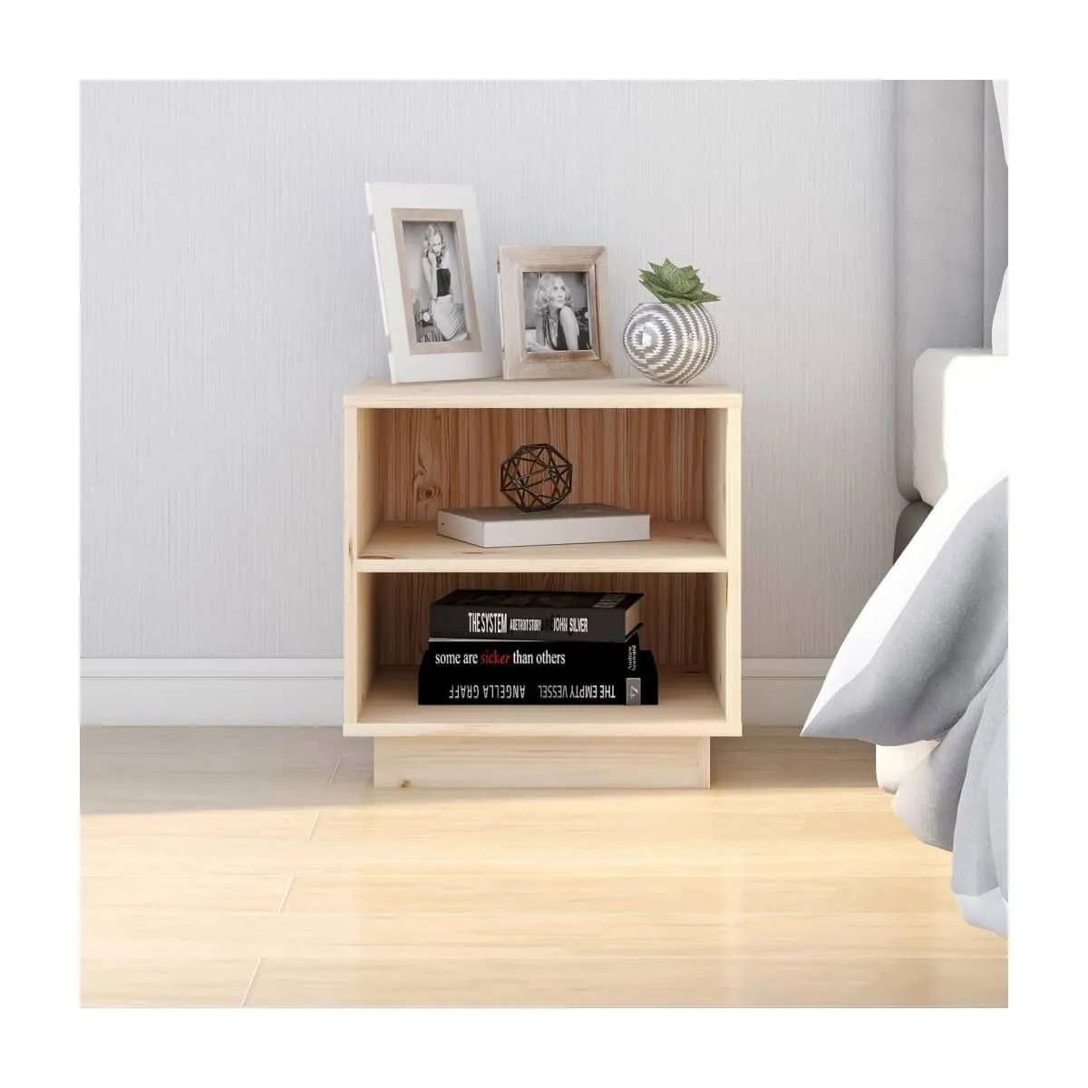 Mesita de noche de madera maciza de pino 40x34x40 cm