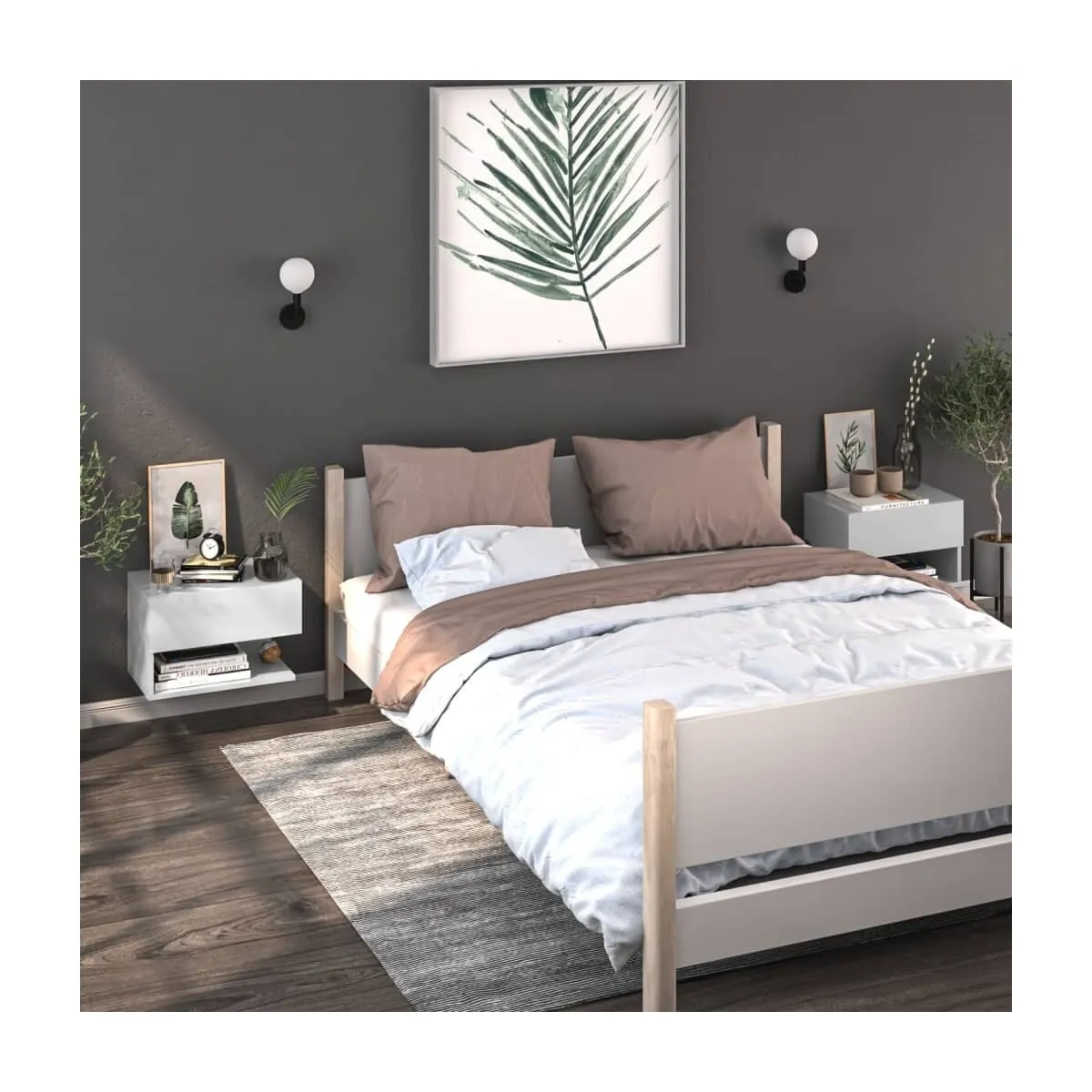 Mesitas de noche de pared 2 unidades blanca