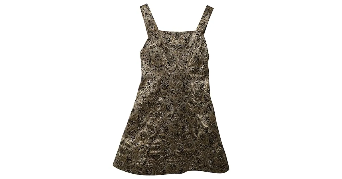 Minivestido de brocado adornado en poliéster dorado de Alice + Olivia Fowler 