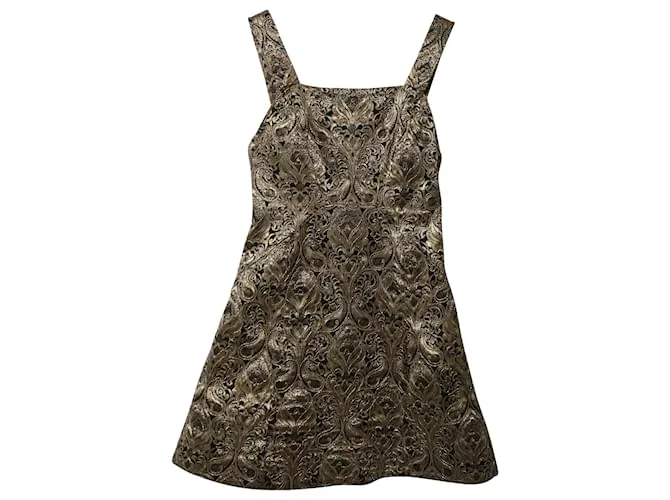 Minivestido de brocado adornado en poliéster dorado de Alice + Olivia Fowler 
