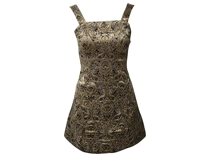 Minivestido de brocado adornado en poliéster dorado de Alice + Olivia Fowler 