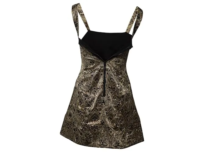 Minivestido de brocado adornado en poliéster dorado de Alice + Olivia Fowler 