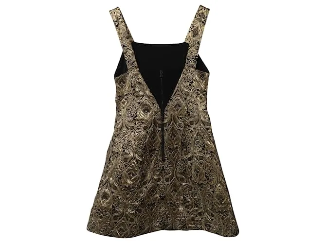 Minivestido de brocado adornado en poliéster dorado de Alice + Olivia Fowler 