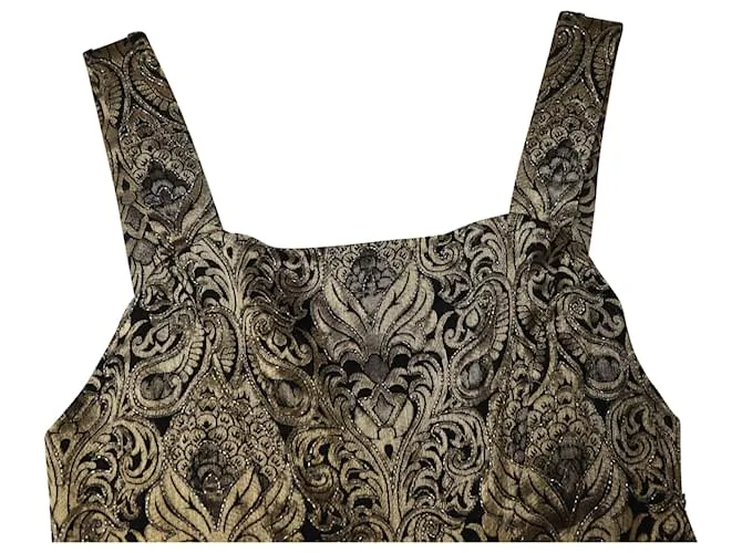 Minivestido de brocado adornado en poliéster dorado de Alice + Olivia Fowler 