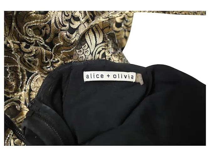 Minivestido de brocado adornado en poliéster dorado de Alice + Olivia Fowler 