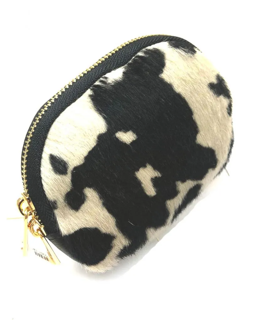 MONEDEROS PIEL DE PELO DE POTRO CON ESTAMPADO DE VACA