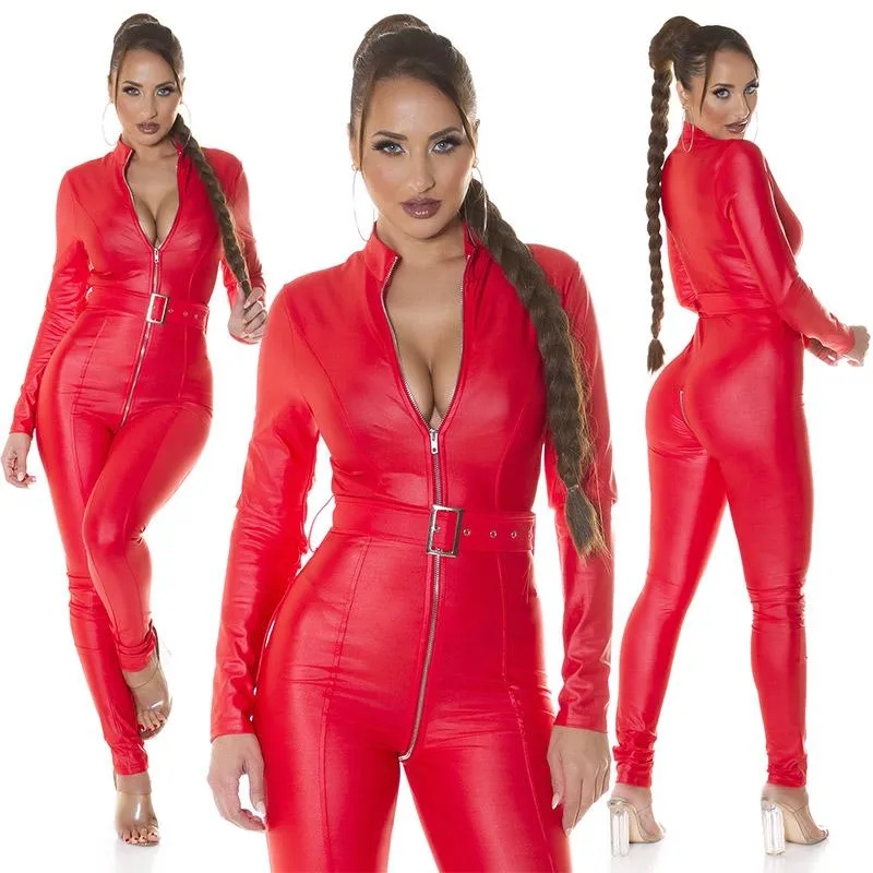 Mono ajustado con cremallera Rojo 