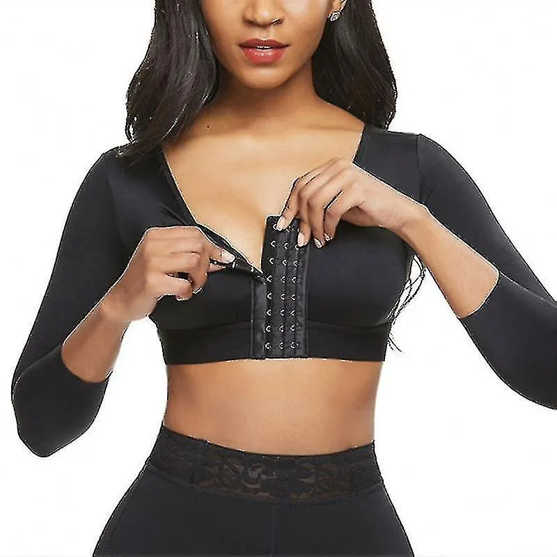 Mujer Shapewear 3/4 Manga Moldeador de brazo Cierre frontal Compresión Sujetador Post Cirugía Postura Corrector Camiseta sin man