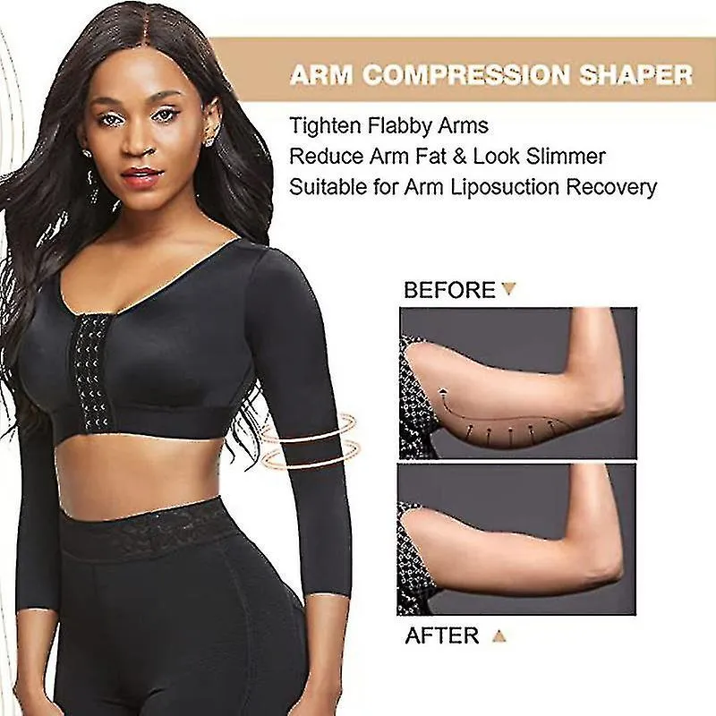 Mujer Shapewear 3/4 Manga Moldeador de brazo Cierre frontal Compresión Sujetador Post Cirugía Postura Corrector Camiseta sin man